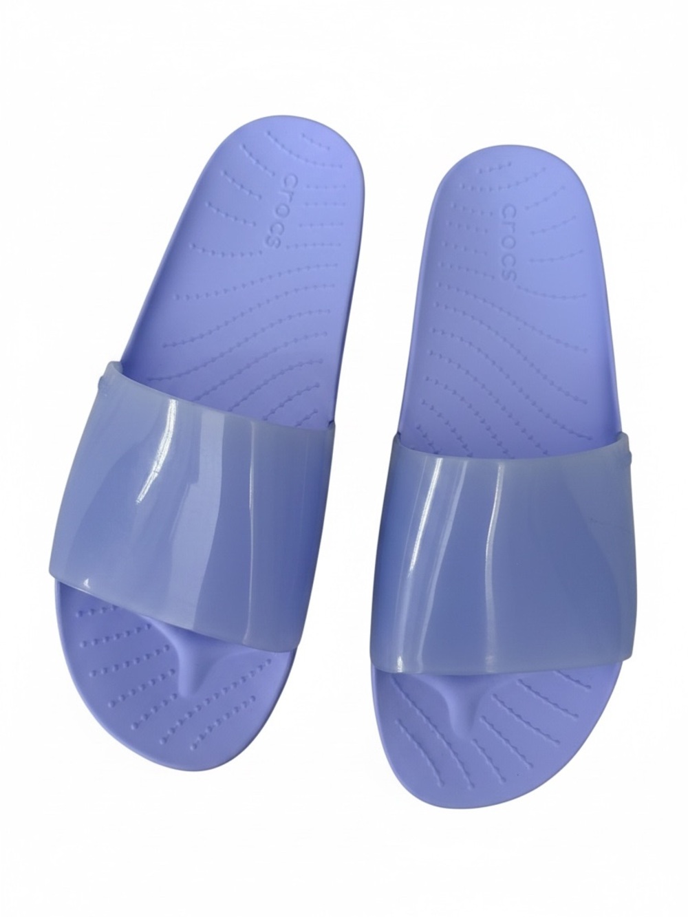CROCS Glossy Lavender Slide Sandals. Beach, collegiate, summer, waterproof sz 10